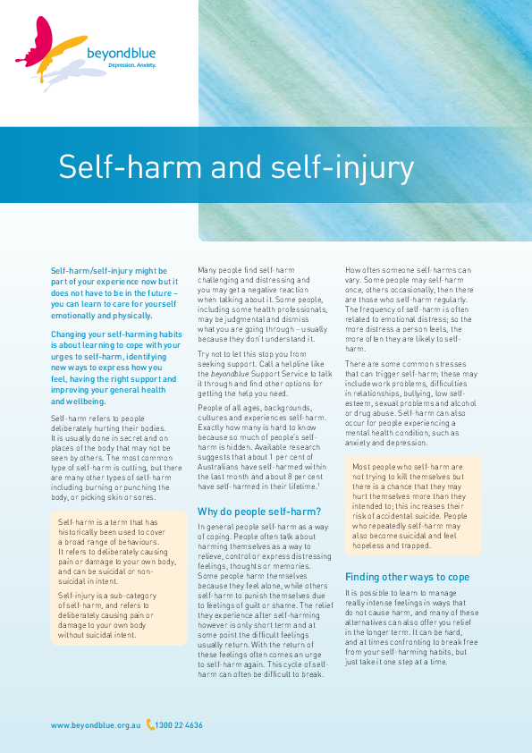 Self harm and self injury